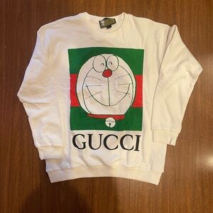 Gucci White Graphic Crewneck Sweater